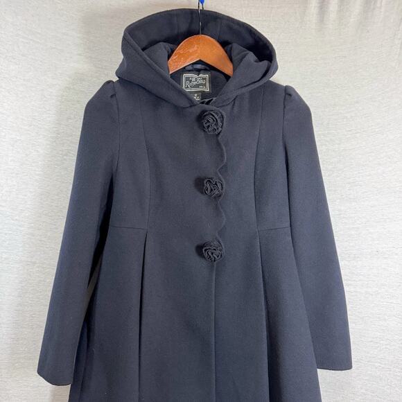 Tailored by Rothschild Winter Pea Coat Hooded Navy Girls sz 12 - Picture 3 of 10